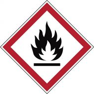 Brady 121203 Polyester GHS Flammable Picto Label , BlackRed On White, 2 Height x 2 Width, Pictogram Flammable (250 Labels per Roll, 1 Roll per Package)