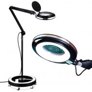 Visit the Brightech Store Brightech LightView Pro 6 Wheel Rolling Base Magnifying Floor Lamp - Magnifier with Bright LED Light for Facials, Lash Extensions - Standing Mag Lamp for Sewing, Cross Stitch, Craf