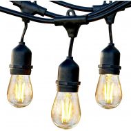 Visit the Brightech Store Brightech Ambience Pro - Waterproof LED Outdoor String Lights - Hanging 1W Vintage Edison Bulbs Create Bistro Ambience On Your Gazebo - 48 Ft Commercial Grade Cafe Lights, Dimmable