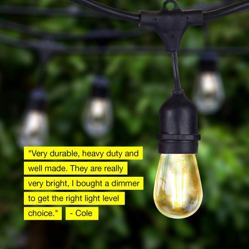  Visit the Brightech Store Brightech Ambience Pro - Waterproof LED Outdoor String Lights - Hanging 1W Vintage Edison Bulbs Create Bistro Ambience On Your Gazebo - 48 Ft Commercial Grade Cafe Lights, Dimmable