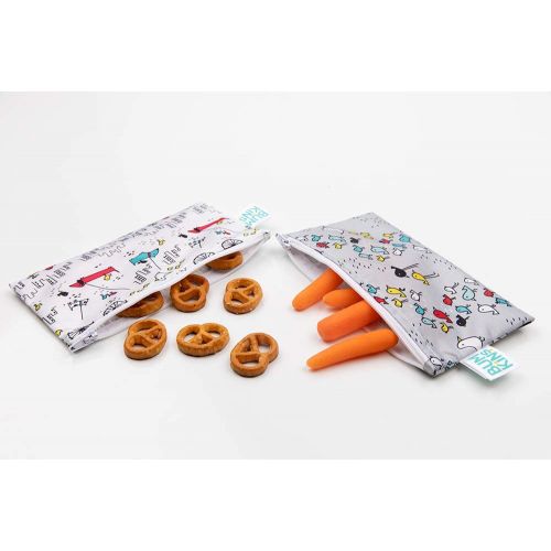 범킨스 [아마존베스트]Bumkins Snack Bags, Reusable, Washable, Food Safe, BPA Free, 2-Pack  Bird Park & Urban Bird