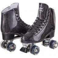 Cal 7 Sparkly Roller Skates for Indoor & Outdoor Skating, Faux Leather Quad Skate with Ankle Support & 83A PU Wheels for Kids & Adults