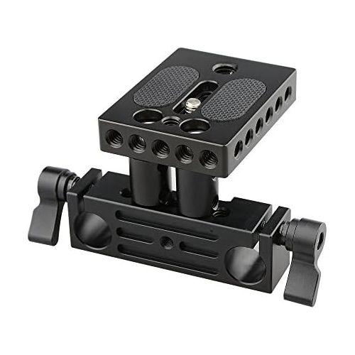  CAMVATE DSLR Baseplate Mount with Railblock Height Riser for 15mm Rail Rod Support System