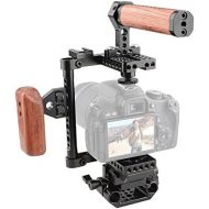 CAMVATE Camera Cage Wooden Handle with Quick Release Plate for 60D,70D,80D,5D MarkII,5D MarkIII(Left Handle)