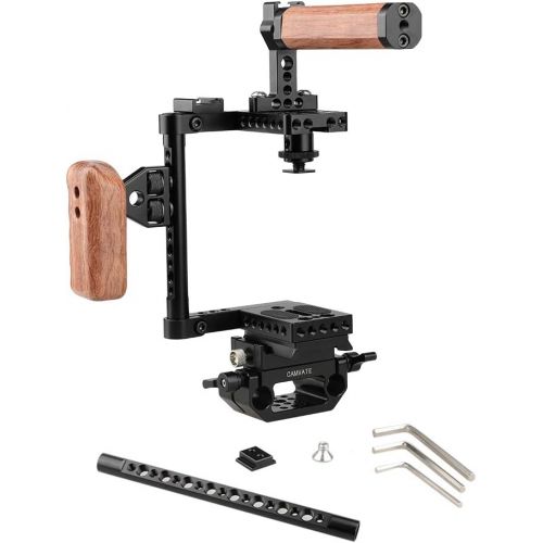  CAMVATE Camera Cage Wooden Handle with Quick Release Plate for 60D,70D,80D,5D MarkII,5D MarkIII(Left Handle)