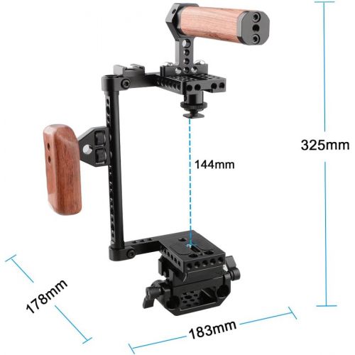  CAMVATE Camera Cage Wooden Handle with Quick Release Plate for 60D,70D,80D,5D MarkII,5D MarkIII(Left Handle)