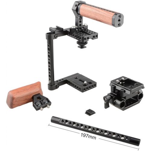  CAMVATE Camera Cage Wooden Handle with Quick Release Plate for 60D,70D,80D,5D MarkII,5D MarkIII(Left Handle)