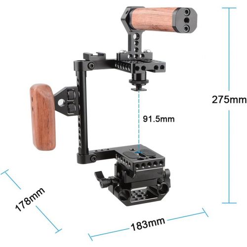  CAMVATE Camera Cage Wooden Handle with Quick Release Plate for 60D,70D,80D,5D MarkII,5D MarkIII(Left Handle)