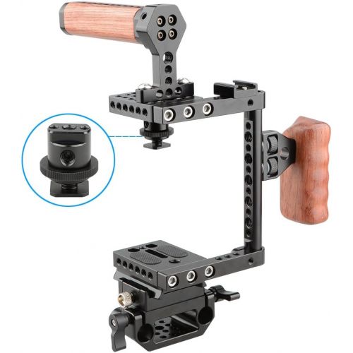  CAMVATE Camera Cage Wooden Handle with Quick Release Plate for 60D,70D,80D,5D MarkII,5D MarkIII(Left Handle)