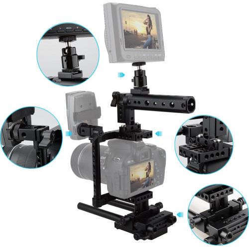  CAMVATE Camera Cage Rig Top Handle Tripod Mount Plate for Canon Nikon Sony Panasonnic(Black)