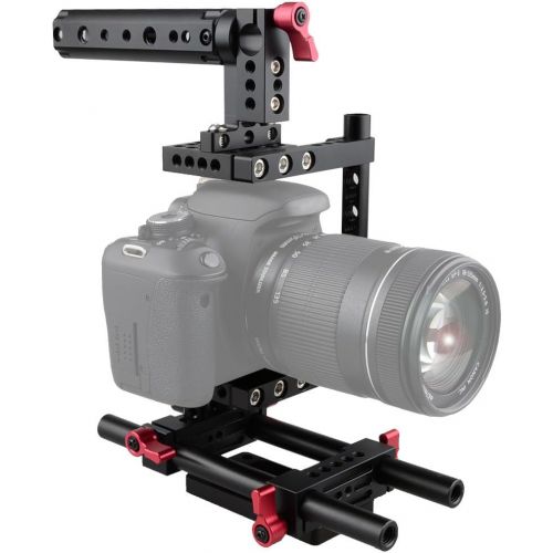  CAMVATE Camera Cage Rig Top Handle Tripod Mount Plate for Canon Nikon Sony Panasonnic(Black)