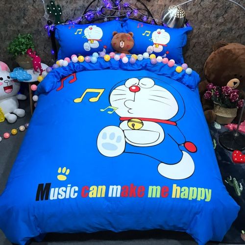  Visit the CASA Store Casa 100% Cotton Kids Bedding Set Boys Girls Doraemon The First Duvet Cover and Pillow Cases and Fitted Sheet,Boys Girls,4 Pieces,Full