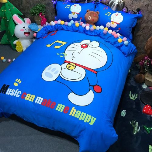  Visit the CASA Store Casa 100% Cotton Kids Bedding Set Boys Girls Doraemon The First Duvet Cover and Pillow Cases and Fitted Sheet,Boys Girls,4 Pieces,Full