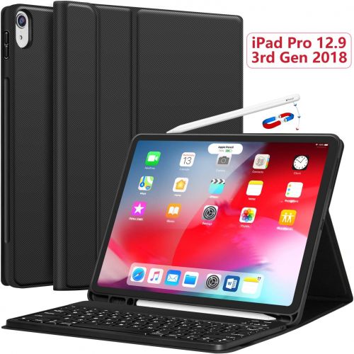  [아마존베스트]CHESONA iPad Pro 12.9 Case with Keyboard 2018-3rd Gen [Support Apple Pencil Charging] [with Pencil Holder] Magnetically Detachable Wireless Keyboard for iPad Pro 12.9 2018 (Not for 2017/20