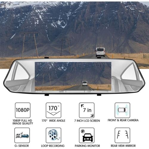  [아마존베스트]CHICOM Mirror Dash Cam 5 Inch Full HD1080P Dual Lens Backup Camera, Front and Rearview Car Dvr with Motion Detection G-Sensor Night Version Loop Recording Parking Monitoring and Re