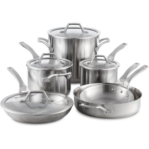  Calphalon Signature Stainless Steel Cookware Set, 10-piece, Silver (1950766)