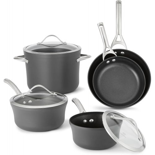  Calphalon 1876784 Contemporary Hard-Anodized Aluminum Nonstick Cookware, Set, 8-Piece, Black