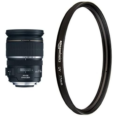 캐논 Canon EF-S 17-55mm f2.8 IS USM Lens for Canon DSLR Cameras and AmazonBasics UV Protection Lens Filter - 77 mm