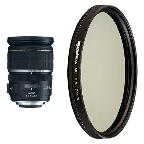 캐논 Canon EF-S 17-55mm f2.8 IS USM Lens for Canon DSLR Cameras and AmazonBasics UV Protection Lens Filter - 77 mm