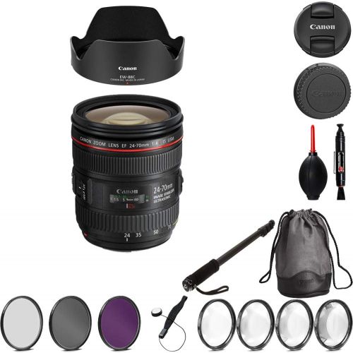 캐논 Canon EF 24-70mm f4L is USM Lens Bundle with Manufacturer Accessories & Premium Kit for EOS 7D Mark II, 7D, 80D, EOS 5D Mark III, 5D Mark IV, 6D Mark II, 5DS, 5DS R Mark II DSLR C