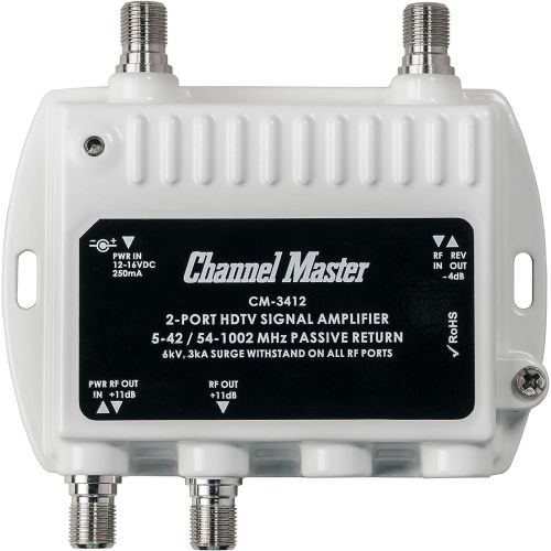  [아마존베스트]Channel Master CM 3412 2-Port Ultra Mini Distribution Amplifier for cable and antenna signals (CM3412)