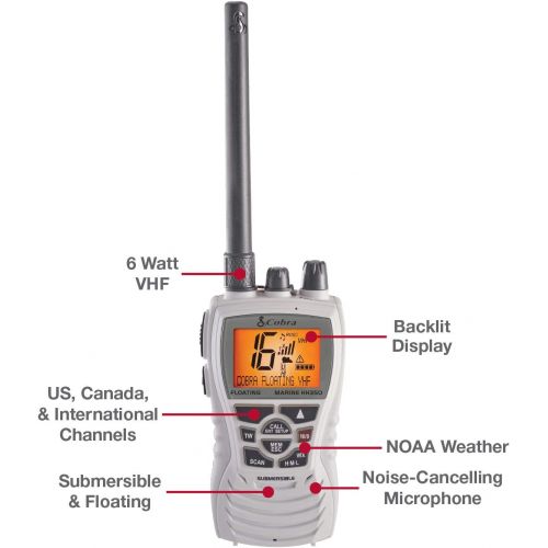 코브라 Cobra MRHH500FLTBT Floating VHF Radio with Bluetooth Wireless Technology and Rewind-Say-Again