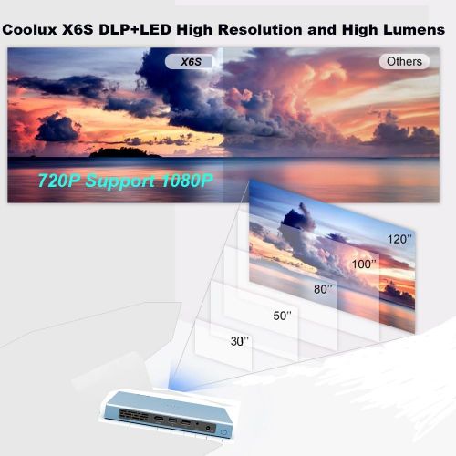  2018 Coolux X6s DLP LED Android Video 720p Projector Portable AutofocusKeystone 15000mAh Battery,HD3D4K USB Bluetooth Speaker WiFi EntertainmentBusinessFilm