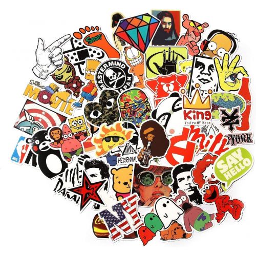  [아마존베스트]Cool Sticker 100pcs Random Music Film Vinyl Skateboard Guitar Travel Case Sticker Door Laptop Luggage Car Bike Bicycle Stickers (100pcs)