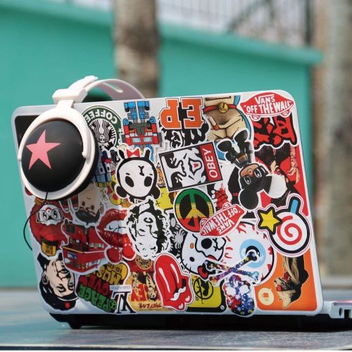  [아마존베스트]Cool Sticker 100pcs Random Music Film Vinyl Skateboard Guitar Travel Case Sticker Door Laptop Luggage Car Bike Bicycle Stickers (100pcs)