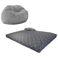 Visit the CordaRoys Store CordaRoys Chenille Bean Bag Chair, Convertible Chair Folds from Bean Bag to Bed, As Seen on Shark Tank - Charcoal, Queen Size