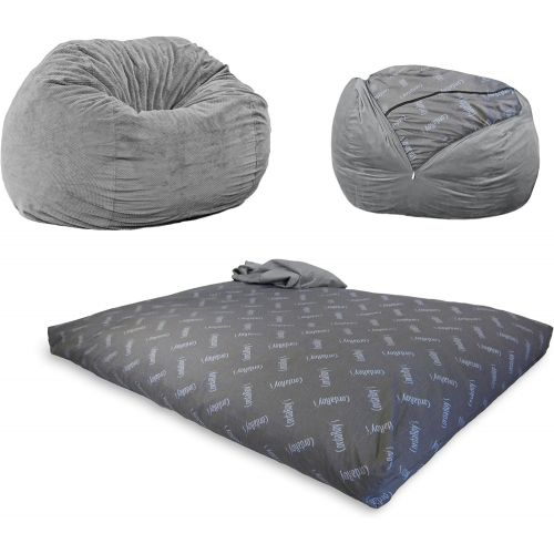  Visit the CordaRoys Store CordaRoys Chenille Bean Bag Chair, Convertible Chair Folds from Bean Bag to Bed, As Seen on Shark Tank - Charcoal, Queen Size