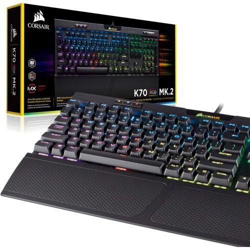 커세어 Corsair CORSAIR K70 RGB MK.2 Mechanical Gaming Keyboard - USB Passthrough & Media Controls - Linear & Quiet - Cherry MX Red - RGB LED Backlit