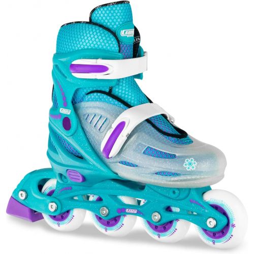  Crazy Skates Adjustable Inline Skates | Adjusts to fit 4 Shoe Sizes | Teal Model 148