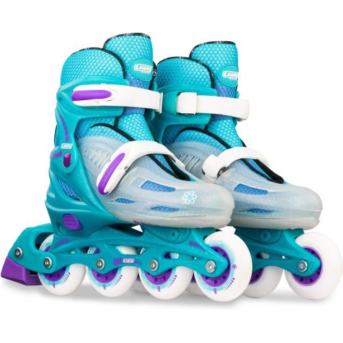  Crazy Skates Adjustable Inline Skates | Adjusts to fit 4 Shoe Sizes | Teal Model 148