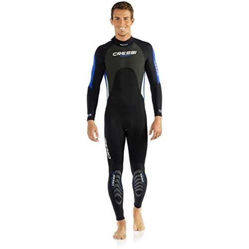 크레시 Cressi Morea Men 3mm Neoprene Wetsuit, BlackLight BlueWhite