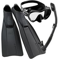 Visit the Cressi Store Cressi Clio Full Foot Fin Frameless Mask Dry Snorkel Set with Carry Bag, Black, Size 10/11-Size 45/46