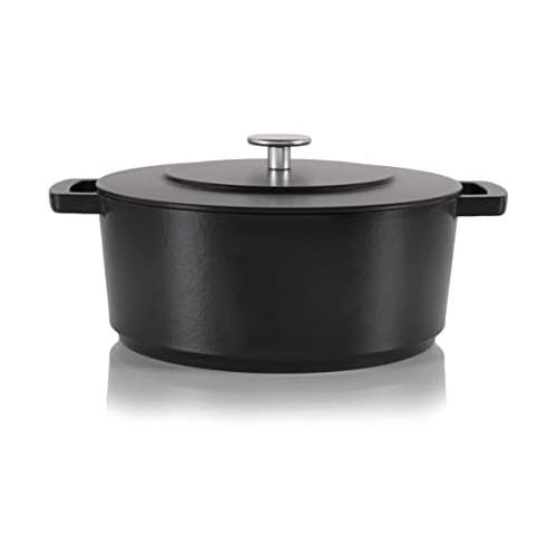  Cuisipro 75100228DG Combekk Railway Recycled Enameled Cast Iron Quart Dutch Oven, 6.3, Black