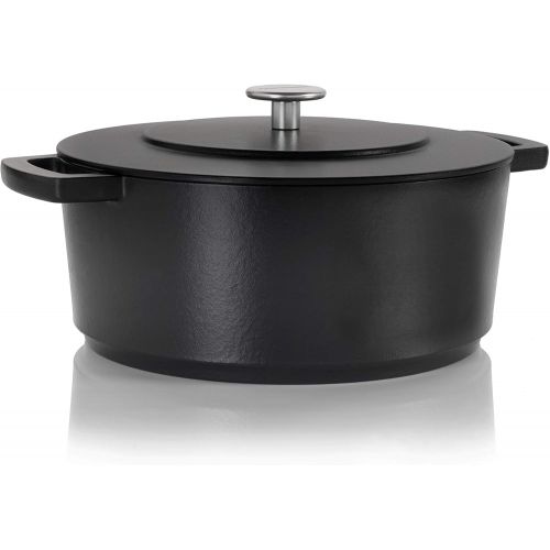  Cuisipro 75100228DG Combekk Railway Recycled Enameled Cast Iron Quart Dutch Oven, 6.3, Black