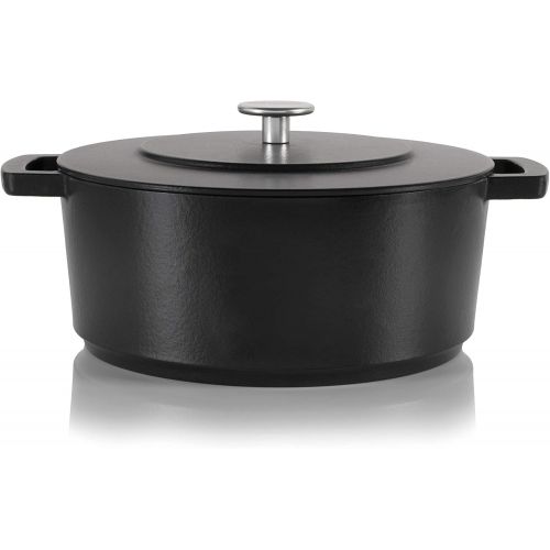  Cuisipro 75100228DG Combekk Railway Recycled Enameled Cast Iron Quart Dutch Oven, 6.3, Black