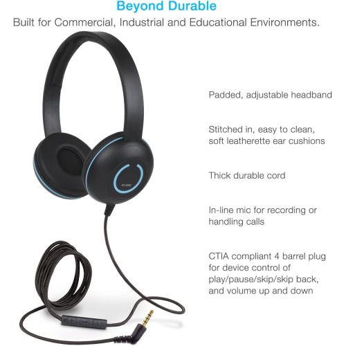  [아마존베스트]Cyber Acoustics Lightweight On-Ear Headphones/Headset with Noise canceling Microphone and in-line Volume/Play/Pause Controls and 3.5mm Plug. Great for use with Cell Phones,Tablets,