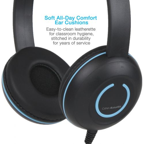  [아마존베스트]Cyber Acoustics Lightweight On-Ear Headphones/Headset with Noise canceling Microphone and in-line Volume/Play/Pause Controls and 3.5mm Plug. Great for use with Cell Phones,Tablets,