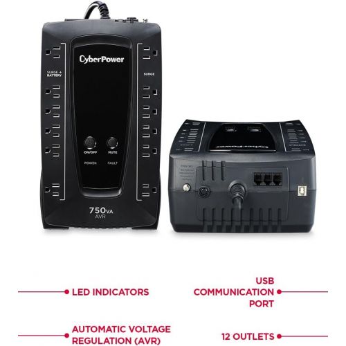  CyberPower AVRG900LCD Intelligent LCD UPS System, 900VA480W, 12 Outlets, AVR, Compact