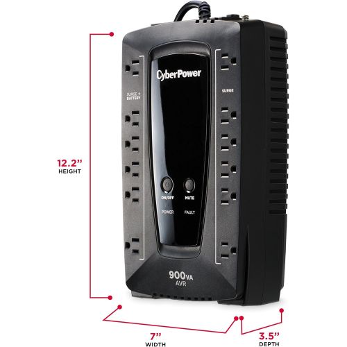  CyberPower AVRG900LCD Intelligent LCD UPS System, 900VA480W, 12 Outlets, AVR, Compact