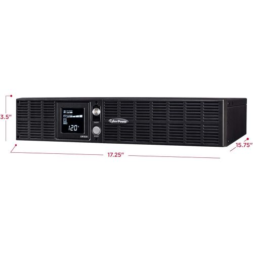  CyberPower OR2200LCDRT2U Smart App LCD UPS System, 2200VA1320W, 8 Outlets, AVR, 2U RackTower