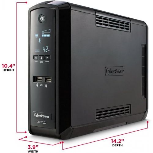  CyberPower CP1500PFCLCD PFC Sinewave UPS System, 1500VA900W, 10 Outlets, AVR, Mini-Tower