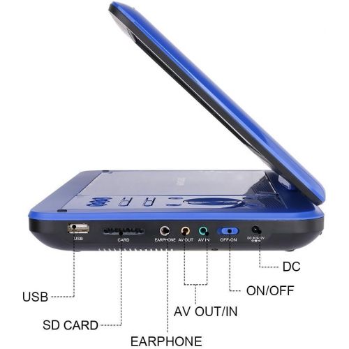 [아마존 핫딜] [아마존핫딜]DBPOWER 12 Portable DVD Player with 5-Hour Rechargeable Battery, 10 Swivel Display Screen, SD Card Slot and USB Port, with 1.8 Meter Car Charger and Power Adaptor, Region Free- Blu