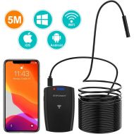 [아마존 핫딜] [아마존핫딜]DBPOWER WiFi Endoscope,2MP HD Inspection Camera IP67 Waterproof Borescope Snake Camera with 6 Adjustable Led Lights,5M/16.4ft Semi-Rigid Cable for Android, iPhone, iPad, Samsung,Ta