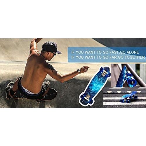  DINBIN Complete Highly Flexible Plastic Cruiser Board Mini 22 Inch Skateboards for Beginners or Professional, ABEC-7 High Speed Bearings, High Rebound PU Wheels (220 Pounds)