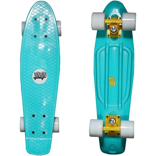  DINBIN Complete Highly Flexible Plastic Cruiser Board Mini 22 Inch Skateboards for Beginners or Professional, ABEC-7 High Speed Bearings, High Rebound PU Wheels (220 Pounds)