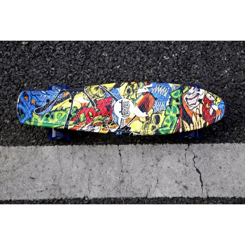  DINBIN Complete Highly Flexible Plastic Cruiser Board Mini 22 Inch Skateboards for Beginners or Professional, ABEC-7 High Speed Bearings, High Rebound PU Wheels (220 Pounds)